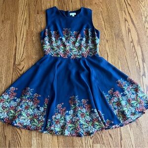 MAISON JULES NAVY BLUE DRESS WITH FLOWERS SIZE M MADE IN VIETNAM